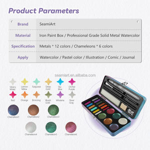 Nueva llegada 18 colores portátil brillo pleocromático sólido acuarela caja de lata conjunto pintura agua colores uñas belleza - Product Image 3