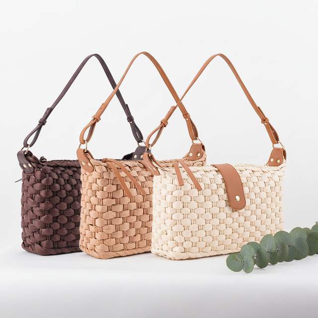 Handmade Woven Crossbody Bags for Women, Chic Summer Beach Shoulder Bag with Adjustable Vegan Leather Strap, Bohemian Style