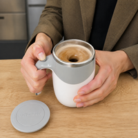 Mug mélangeur à café motorisé OEM 380 ml avec intérieur en acier inoxydable, agitation automatique pour la préparation de boissons sur le bureau et cadeaux