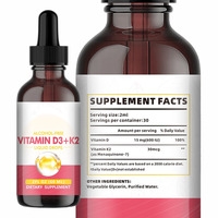 HDK Vitamine D3 K2 Gouttes Liquides 60ml Sans Alcool 600 UI D3 MK-7 Non-OGM OEM ODM Supplément Personnalisé en Usine Vente en Gros