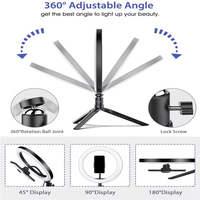 Prix d'usine – Anneau lumineux LED RGB portable de 10 pouces avec contrôle par interrupteur, intensité réglable, trépied, alimentation USB, pour maquillage et vidéo