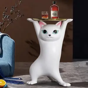 Creatieve Betoverende Glasvezel Hars Kat Sculptuur Aanpasbare Grootte Kleur Grote Vloer Lade Decoratief Beeld Voor Het Leven - Product Image 4