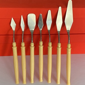 Juego de raspador de pintura de cuchillo de paleta de artistas de acero inoxidable de 7 piezas con mango de plástico espátula de pintura para suministro de artistas - Product Image 1