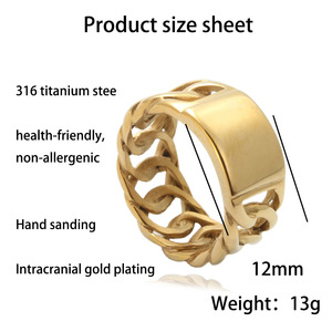 Anillo de Cadena Dorada para Hombre, Diseño Hueco, Estilo Punk Retro, Talla 27, Joyería de Moda, Regalo - Product Image 5