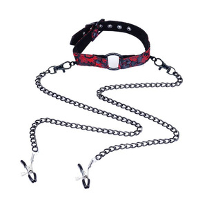 Nuevo látigo de entrenamiento SM, esposas con patrón impreso, esposas para tobillos, látigo, pinzas para pezones, collar, accesorios de entrenamiento para adultos, juguetes para parejas - Product Image 6