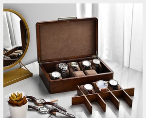 Özel high-end vintage kazınmış pu deri ahşap saat saklama kutusu adam 24 yuvaları izle organizatör durumda üreticisi - Product Image 4