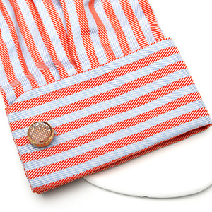 Mancuernillas Francesas Redondas Rosadas en Oro, Mancuernillas de Aleación de Metal en Blanco para Camisa, Mancuernillas de Lujo para Hombre, Gran Venta en Europa - Product Image 6