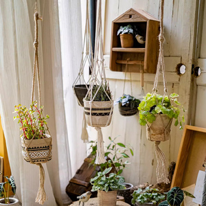 Panier de <span class=keywords><strong>jardinière</strong></span> <span class=keywords><strong>en</strong></span> Offre Spéciale ensemble suspendu support de Pot de fleur d'intérieur tenture murale cintres de plantes <span class=keywords><strong>en</strong></span> <span class=keywords><strong>macramé</strong></span> - Product Image 4
