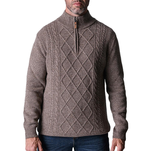 Suéter de punto de mezcla de lana para hombre, personalizado al por mayor, con cuello alto y cremallera de un cuarto, para invierno, anti-bolitas, transpirable, antiarrugas, de secado rápido - Product Image 1