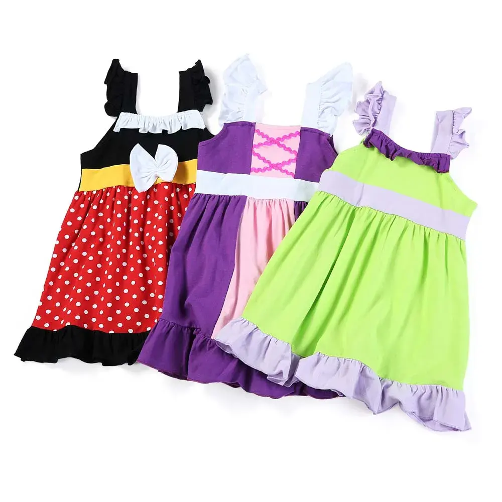 Оптовая продажа, дешевое летнее платье для маленьких принцесс из 95% хлопка