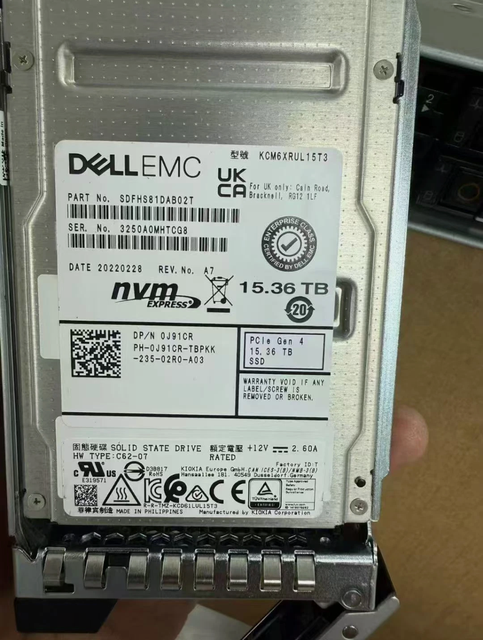 Enterprise Grade SSD for dell J91CR 0J91CR 15.36TB PCIe Gen 4 NVMe 2.5" Solid State Drive