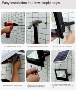 Giá rẻ Nhà Máy Giá LED ánh sáng không thấm nước IP65 60W 100W 150W 200W Ánh sáng ngoài trời cảm biến năng lượng mặt trời lũ đèn - Product Image 6