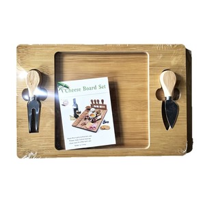<b>Cheese</b> Board <b>Set</b> Bamboo Cutting Tray With <b>Knives</b> For Serving <b>Cheese</b> And Fruit Kitchen Use 29x33cm - Product Image 4
