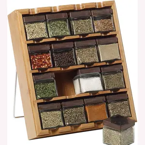 Hoye工艺品竹香料盒高品质竹厨房香料盒大容量竹香料架
