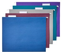Dossiers suspendus pour documents, en papier opaque, avec onglets ajustables, format Lettre, couleurs assorties ton sur ton, pour l'organisation de documents