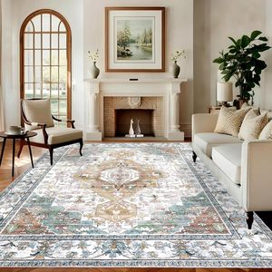 Tapis rectangulaire abstrait Wan Xinlong, résistant aux taches, pour salon et chambre à coucher, style transitionnel - Product Image 4