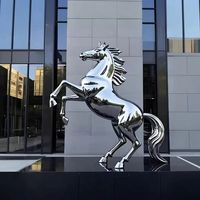 Sculpture de cheval personnalisée en acier inoxydable, finition cuivre coulé effet bronze, surface miroir, abstraite, grande taille, en métal