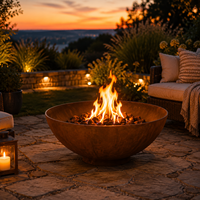Bol à feu en acier corten personnalisé - Bol à feu de jardin extérieur avec finition rustique, plusieurs tailles et couleurs disponibles