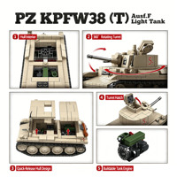 Char léger allemand 38TF et camion de terrain militaire de la Seconde Guerre mondiale, modèle de jouet en blocs de construction en plastique ABS assemblés