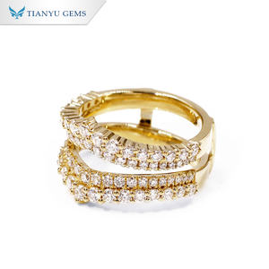 Tianyu permata 2ctw potongan bulat D tidak berwarna berlian moissanite cincin bungkus <span class=keywords><strong>enhancer</strong></span> asli 18k 14k10k cincin berlian lab wanita emas kuning - Product Image 2
