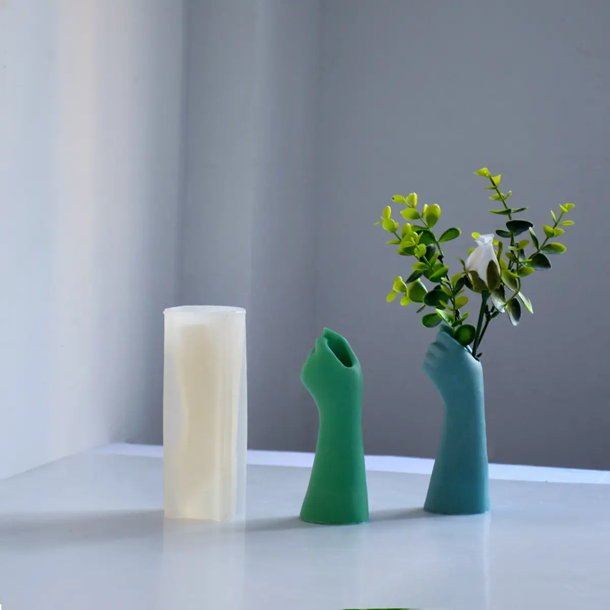 Mới Sáng Tạo Cử chỉ Vase Silicone Khuôn Hương Liệu Nến Tự Làm Thạch Cao Trang Trí Khuếch Tán Đá Khuôn Cho DIY Handmade