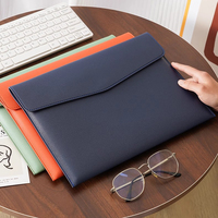Carpeta Portadocumentos de Cuero PU Azul Marino para Oficina, con Logotipo Personalizado, Tamaño A4/A5, Organizador de Documentos Importantes, Portafolio