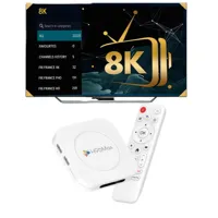 Boîtier TV Android H96Max M1Plus 4K UHD, décodeur WiFi6 BT5.4 avec télécommande vocale, lecteur multimédia intelligent pour le streaming home cinéma