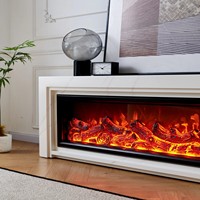 Meuble TV encastré noir sur mesure avec cheminée électrique 3D intégrée, idéal pour la décoration intérieure, interface d'utilisation en français - Vente Flash