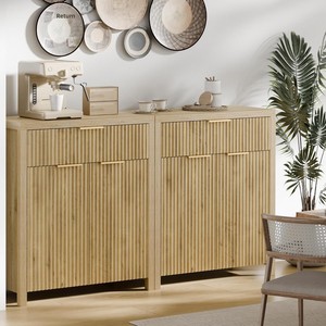 <span class=keywords><strong>Buffet</strong></span> Lulive à compartiments rainurés, écologique <span class=keywords><strong>et</strong></span> durable, avec étagères réglables pour la cuisine, la salle à manger, le salon, l'entrée - Product Image 2