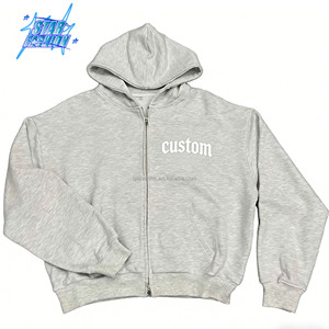 Sweat à <span class=keywords><strong>capuche</strong></span> homme en coton personnalisé, coupe ample, sans cordon, avec logo sérigraphié, fermeture éclair, écologique, pour l'automne - Product Image 1