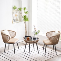 Ensembles de jardin bon marché chaise de jardin de luxe canne paresseux chaise canne Table à manger chaise ciment table de jardin