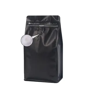 Custom Gedrukt Verpakking Stand Up Zwart Wit 250 Gm Folie Koffieboon Thee Zak Met Klep Rits