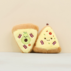 بيع بالجملة لطيف الكرتون ساندويتش البيتزا القطيفة قلادة المفاتيح plushier الخبز لينة مخصص محشوة الحيوان للترقية - Product Image 3