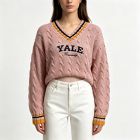 Pull-over décontracté à manches longues en tricot jacquard personnalisé Kiki, rayures jaunes de haute qualité, col rond, OEM & ODM, vente en gros pour l'automne