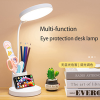 Lampe de lecture LED avec porte-stylo, 60 w, tête ronde, avec trois engrenages, variateur, éclairage de bureau
