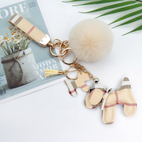 Porte-clés à pompon en cuir personnalisé, nouveau style, porte-clés de luxe de styliste