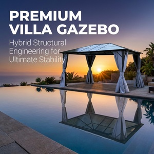 Pergola moderne 3x4m en aluminium et fer, toit rigide en polycarbonate 6mm, abri <span class=keywords><strong>de</strong></span> <span class=keywords><strong>jardin</strong></span> toutes saisons avec rideaux, vente en gros - Product Image 4