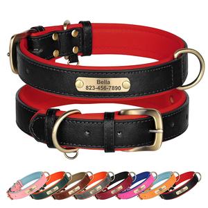 Benutzer definierte ID Name Hunde halsband PU Leder Hunde halsbänder Verstellbare Haustier Halskette Gepolstert für kleine mittelgroße Hunde Mops Kostenlose Gravur - Product Image 1