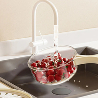 2-in-1 Multifunctionele Fruit- en Groente Afgietbak met Afdekdeksel, Wasmand en Afgietmand voor Gemakkelijk Afgieten van Fruit en Groenten