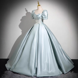Satin Ball Gown Women Empire Waist Sweetheart Neckline Gray Green Polyester Formal Evening Dress Adult Size 587 - Product Image 3