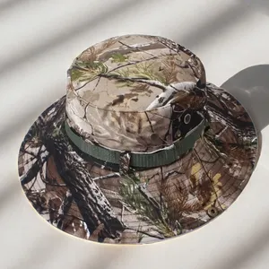 Camuflagem de chapéus de pesca camuflagem de malha larga para homens, chapéus de balde esportivos de pesca camuflagem para acampamento, jardim e fazenda, verão