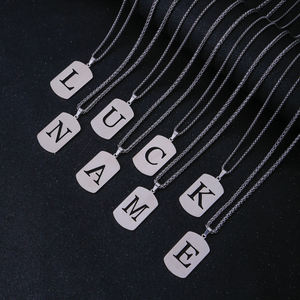 สร้อยคอจี้สร้อยคอแฟชั่นสำหรับผู้ชายทำจากสเตนเลสพร้อมจี้สร้อยคอไข่มุกทรงสี่เหลี่ยม - Product Image 2