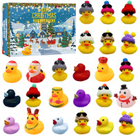 Boîte de calendrier de l'avent en caoutchouc en forme de canard de Noël en gros, petit canard jaune, compte à rebours d'Halloween, jouet surprise, cadeau, état neuf