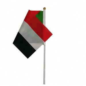 Manufacturer Hot Sales Polyester Hot Trimming Sudan Hand Flying <b>Flag</b> 5.5x8.3in of Sudanese With PVC Pole for Country Events - Product Image 4
