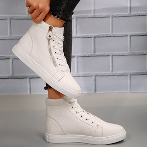 Chaussures à lacets avec semelle compensée courte, fermeture éclair, semelle imperméable, décontractée, chaudes, collection 2020 - Product Image 3