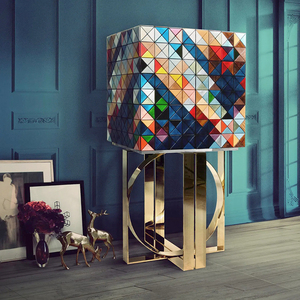 BOCA DO <span class=keywords><strong>LOBO</strong></span>-aparador decorativo colorido hecho a mano, píxel de arte, armario de esquina de acero inoxidable para sala de estar - Product Image 3