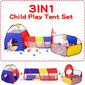 Tente pour enfants 3 en 1 pour tout-petits avec piscine à balles et tunnel de jeu, jouets d'extérieur pour enfants, plaisir sans fin - Product Image 2