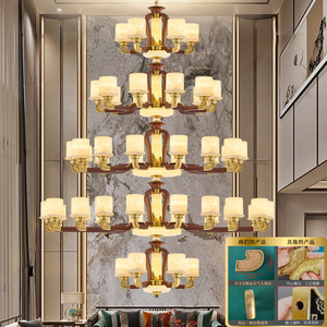 Chinese Style All Copper Jade Chandelier Multi Head Led Living Room Hotel Lobby Luxury <b>Ceiling</b> <b>Light</b> - Product Image 2
