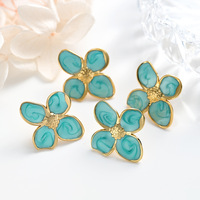 Boucles d'oreilles Bowei Jewelry, nouveau style français, fleur à quatre pétales, acier inoxydable, niche