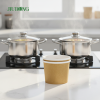 Gobelets à soupe en papier kraft biodégradable imperméable de 12 oz à paroi simple avec couvercles, bols jetables écologiques de qualité alimentaire pour soupes chaudes